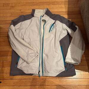 CB Sports Men's Full-Zip Colorblock Softshell Jacket XL White/Grey/Teal